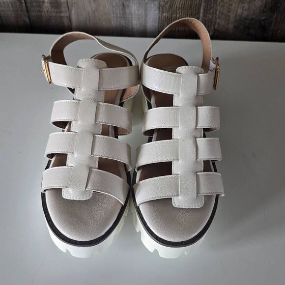 Hey Girl Corkys Fisher Ivory Gladiator Platform Sandals 10 - Picture 2 of 6
